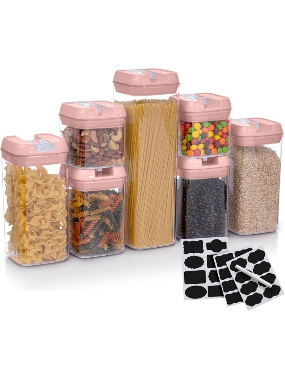 Airtight Food Storage Containers Set of 7 - BPA Free Pantry Organizer Bins with